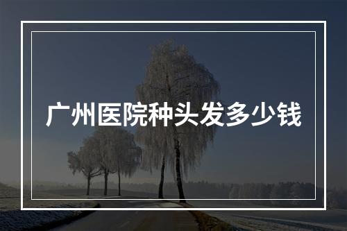 广州医院种头发多少钱