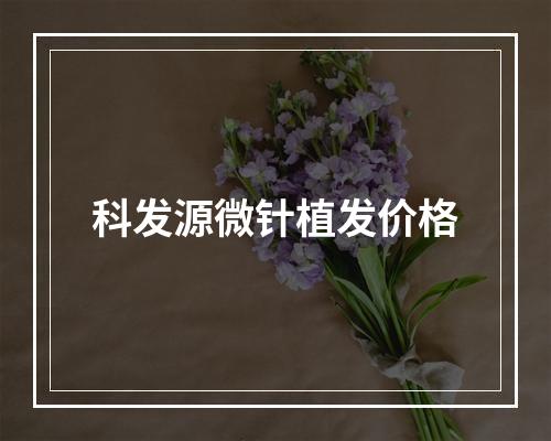 科发源微针植发价格