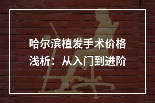 哈尔滨植发手术价格浅析：从入门到进阶