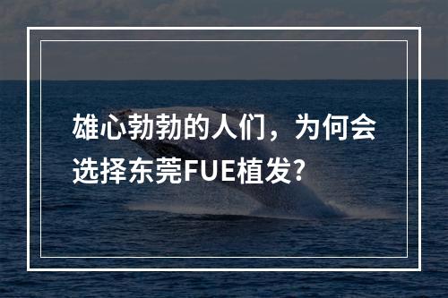 雄心勃勃的人们，为何会选择东莞FUE植发?