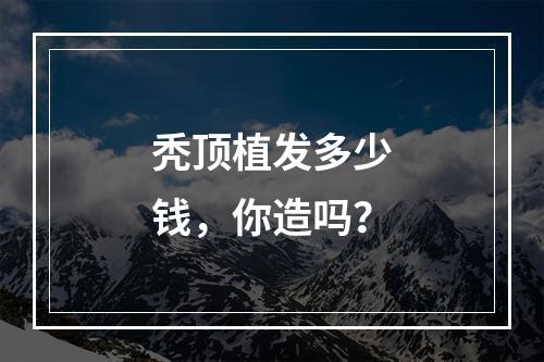 秃顶植发多少钱，你造吗？