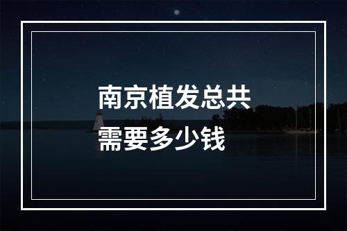 南京植发总共需要多少钱