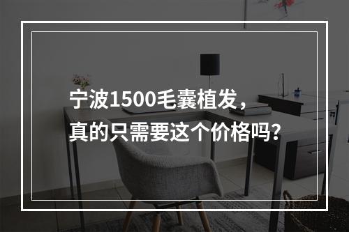 宁波1500毛囊植发，真的只需要这个价格吗？