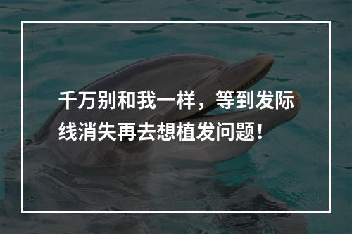 千万别和我一样，等到发际线消失再去想植发问题！