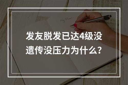 发友脱发已达4级没遗传没压力为什么？