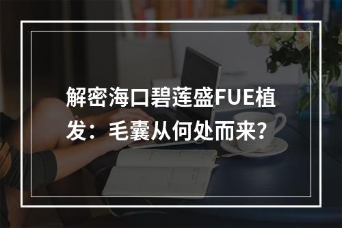 解密海口碧莲盛FUE植发：毛囊从何处而来？