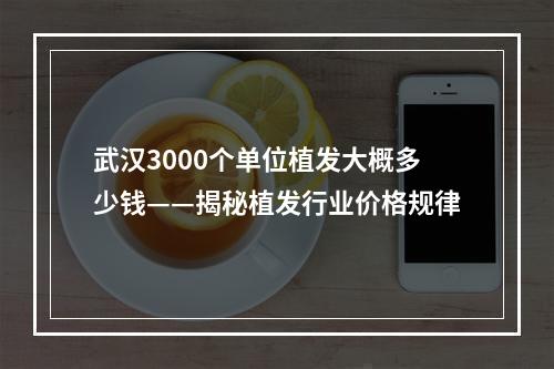 武汉3000个单位植发大概多少钱——揭秘植发行业价格规律