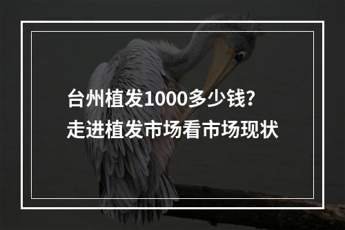 台州植发1000多少钱？走进植发市场看市场现状