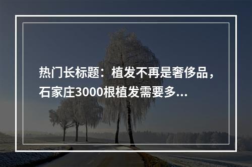 热门长标题：植发不再是奢侈品，石家庄3000根植发需要多少钱？