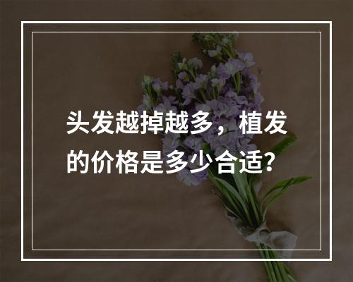 头发越掉越多，植发的价格是多少合适？