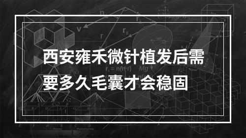 西安雍禾微针植发后需要多久毛囊才会稳固