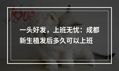 一头好发，上班无忧：成都新生植发后多久可以上班