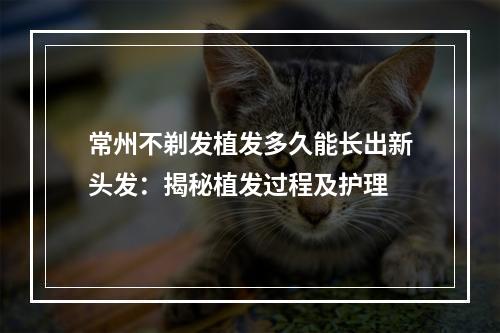 常州不剃发植发多久能长出新头发：揭秘植发过程及护理