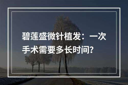 碧莲盛微针植发：一次手术需要多长时间？