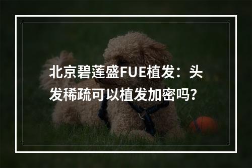 北京碧莲盛FUE植发：头发稀疏可以植发加密吗？