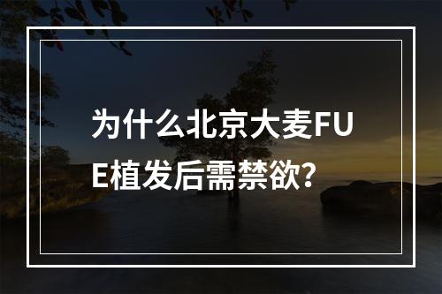 为什么北京大麦FUE植发后需禁欲？