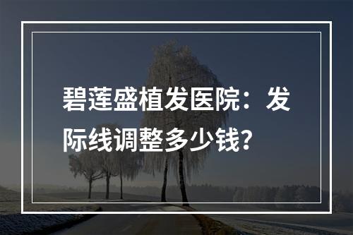 碧莲盛植发医院：发际线调整多少钱？