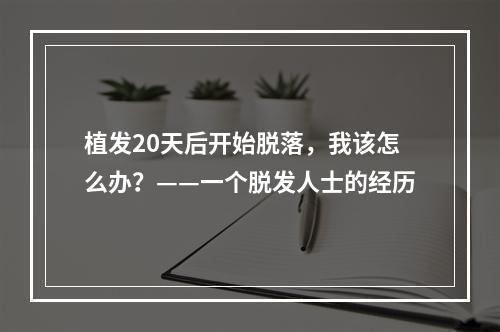 植发20天后开始脱落，我该怎么办？——一个脱发人士的经历