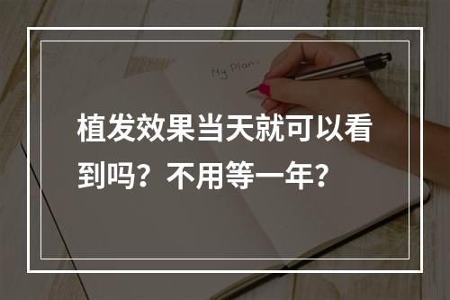 植发效果当天就可以看到吗？不用等一年？