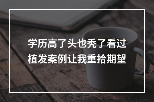 学历高了头也秃了看过植发案例让我重拾期望