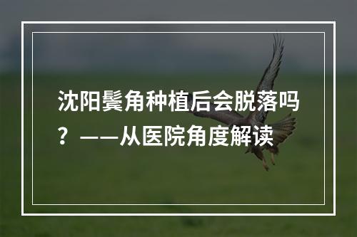 沈阳鬓角种植后会脱落吗？——从医院角度解读