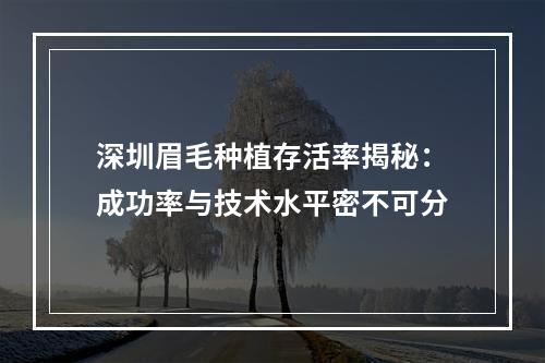 深圳眉毛种植存活率揭秘：成功率与技术水平密不可分