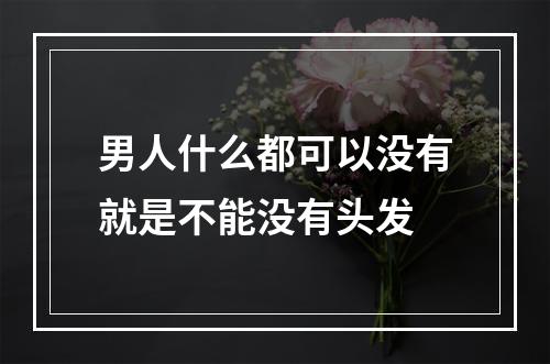 男人什么都可以没有就是不能没有头发