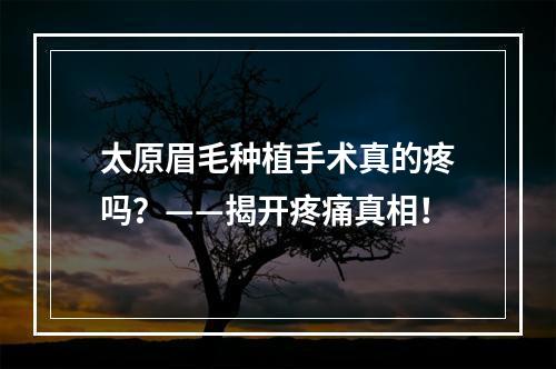 太原眉毛种植手术真的疼吗？——揭开疼痛真相！