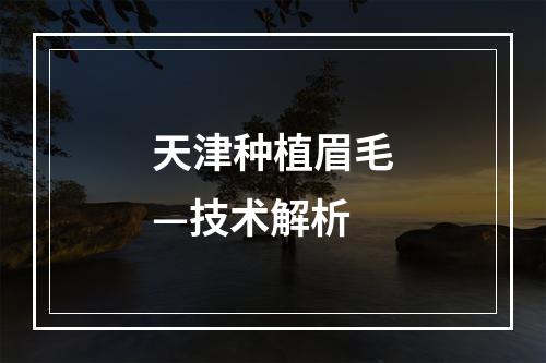 天津种植眉毛—技术解析