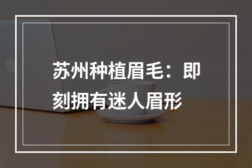 苏州种植眉毛：即刻拥有迷人眉形