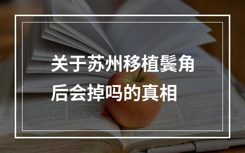 关于苏州移植鬓角后会掉吗的真相